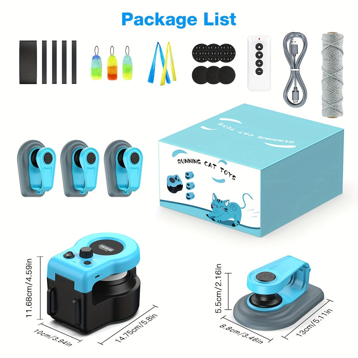 Interactive Cat Toy Auto & Remote Control – Electric Feather Mouse Lure Coursing Machine with DIY Track, Mouse Sounds, Auto Timer