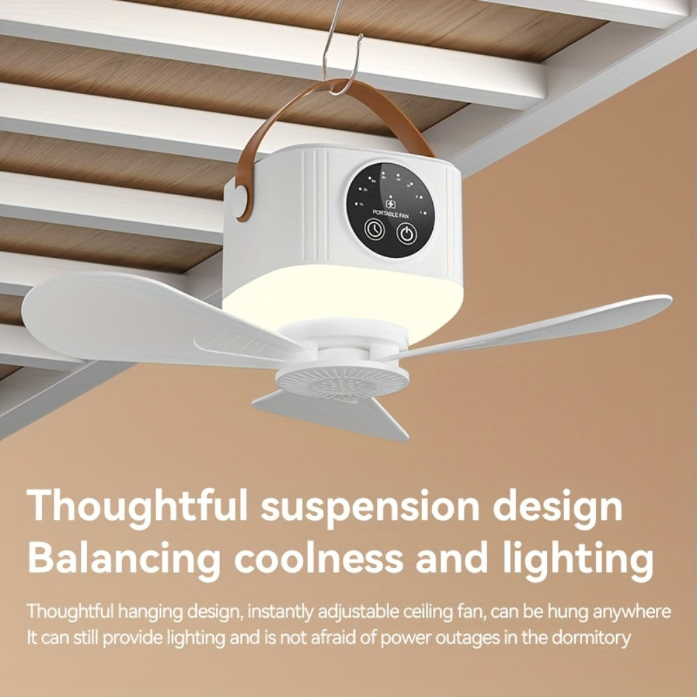 Portable Fan USB-Powered Hanging Tent Model with Remote Control, LED Light and Optional Triangular Stand
