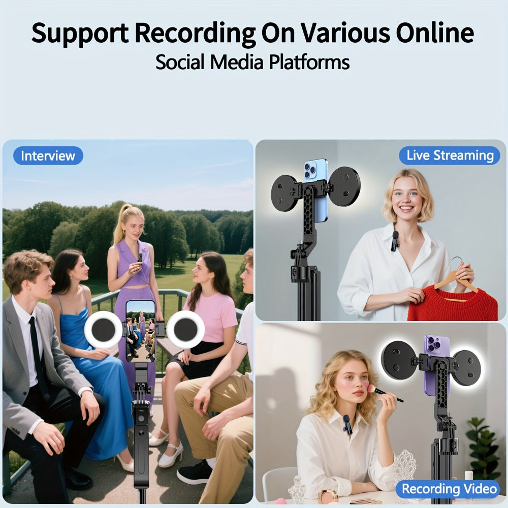 AI Face Tracking Vlogging Kit All-in-One with 70.9 Inch Tripod, LED Fill Light & Microphone