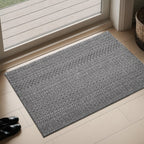 Braided Woven Indoor Rug with 2 x 3-Foot to 6 x 9-Foot Sizes and One Two-Piece Gray Mat Set