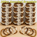 Cross Bracelets Bulk for Baptism Party Favors, 20/40PCS Vintage Ethnic Alloy Cross Pendant Woven Elastic Bracelets