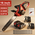 Cordless Brushless Chainsaw Kit with 12- or 16-Inch Guide Bar, Two Batteries, Charger and Cutting Accessories