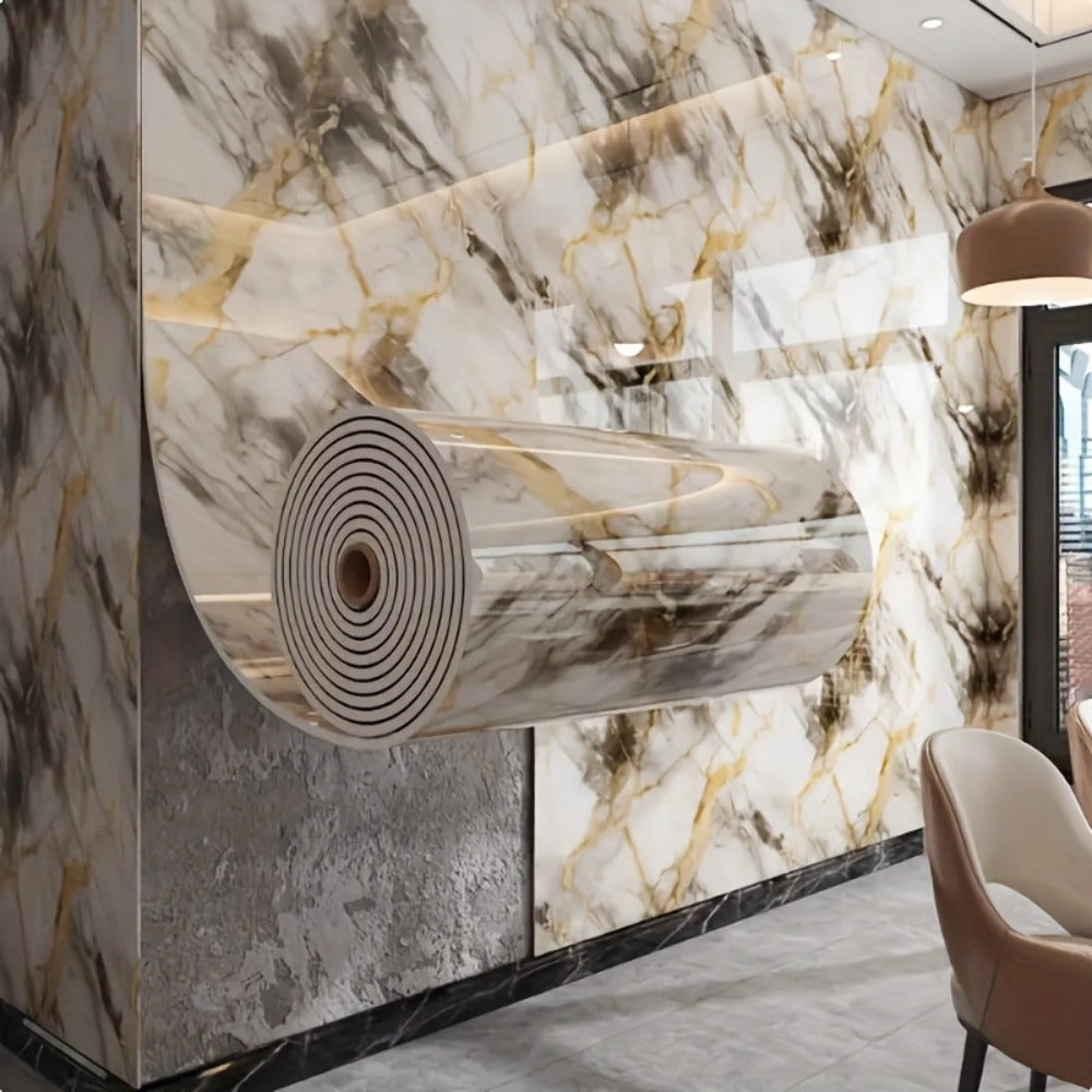 3D Marble Peel and Stick Wall Tile Stickers Self Adhesive Removable Wallpaper Roll for Kitchen Backsplash Bathroom Living Room Bedroom Wall