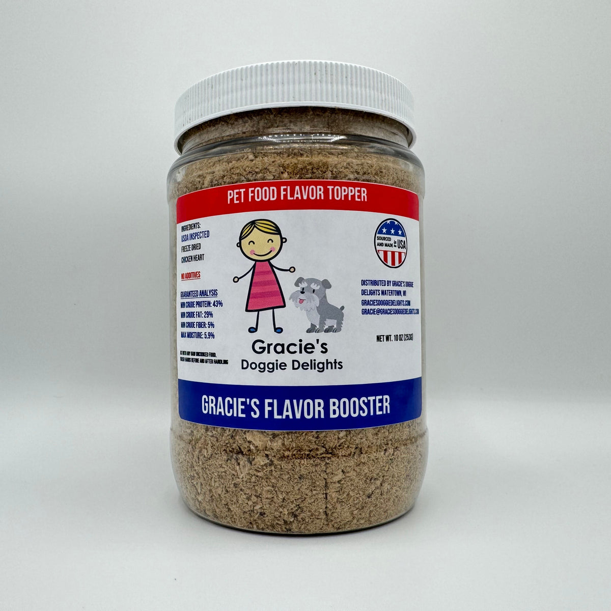 Freeze-Dried Pet Food Topper, Chicken Heart 10z Bulk Jar