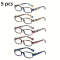 Reading Glasses 5-Pack Square Multicolor Printed Frames with Lens Design and 1.0x to 4.0x Options