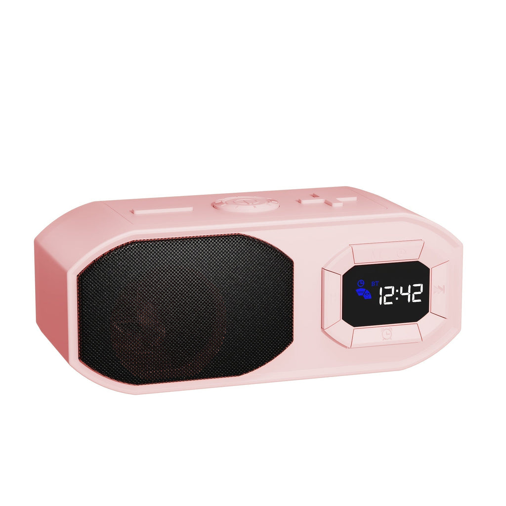 Bluetooth Speaker with Digital Alarm Clock, Fixed-Time Alarm, HD Sound, TWS Stereo Pairing, USB TF Card AUX Input