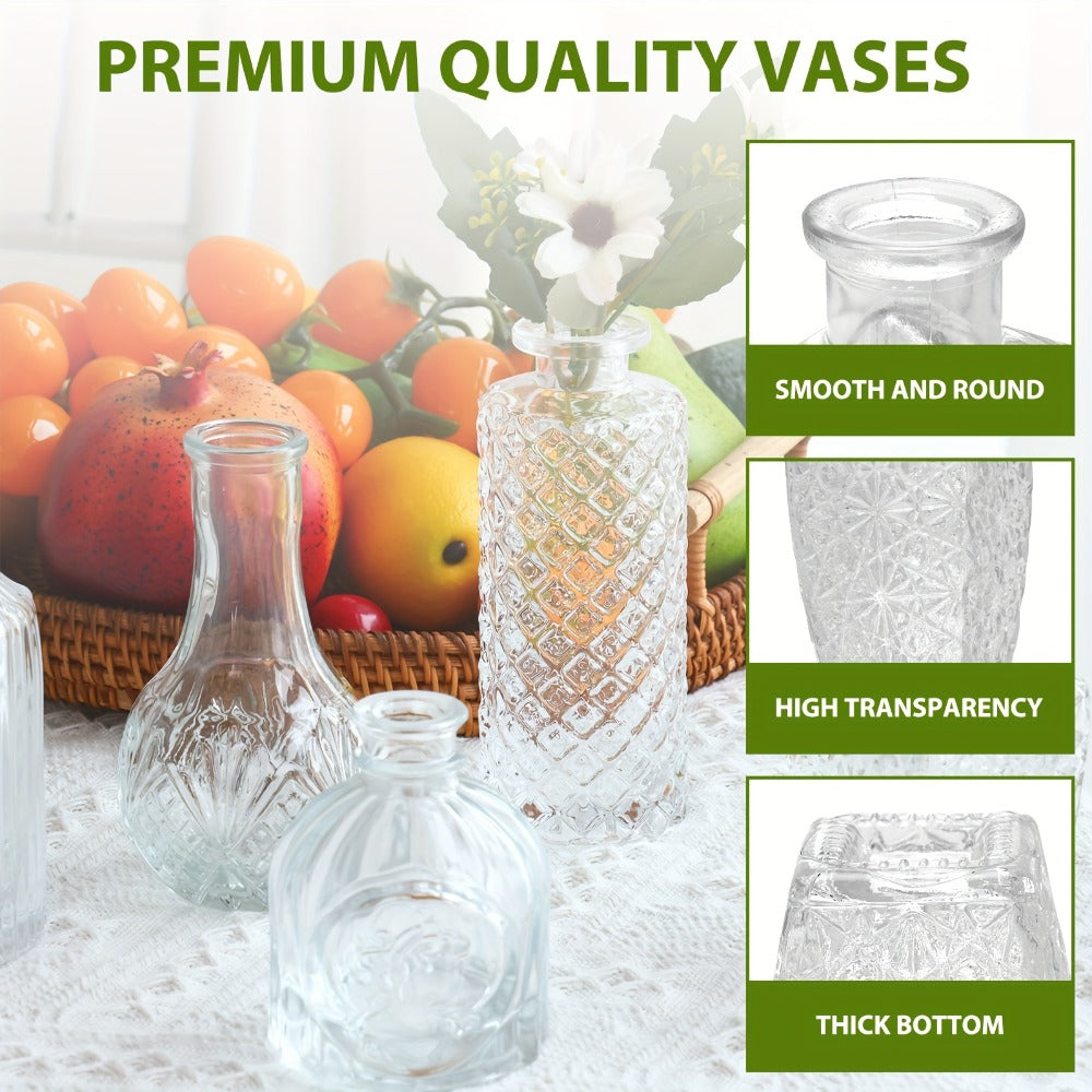 Mini Clear Bud Vases Set Wedding Centerpieces for Tables Small Glass Flower Vases for Entryways, Bedrooms and Living Spaces