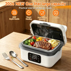 Electric Lunch Box 33.81oz Stainless Steel Heated Food Container Leak-Proof Portable Lunch Warmer for Work School Office