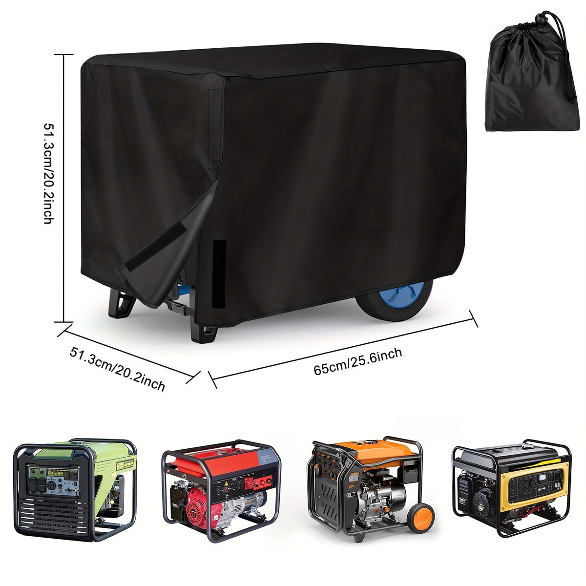 Generator Cover, Oxford Cloth Portable Generator Protector with Elastic Drawstring, UV & Rain Protection