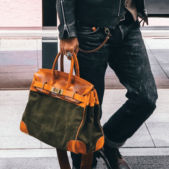 Canvas Tote With Leather Handles,Canvas Bag With Leather,16.5in