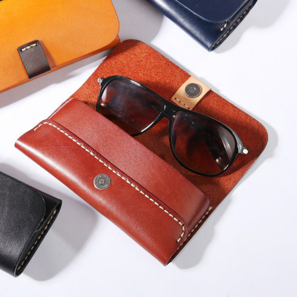 Full Grain Leather Glasses Case - Luxury Eyewear Storage Protector