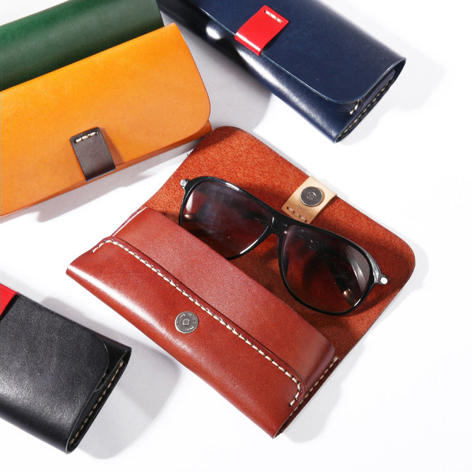 Full Grain Leather Glasses Case - Luxury Eyewear Storage Protector