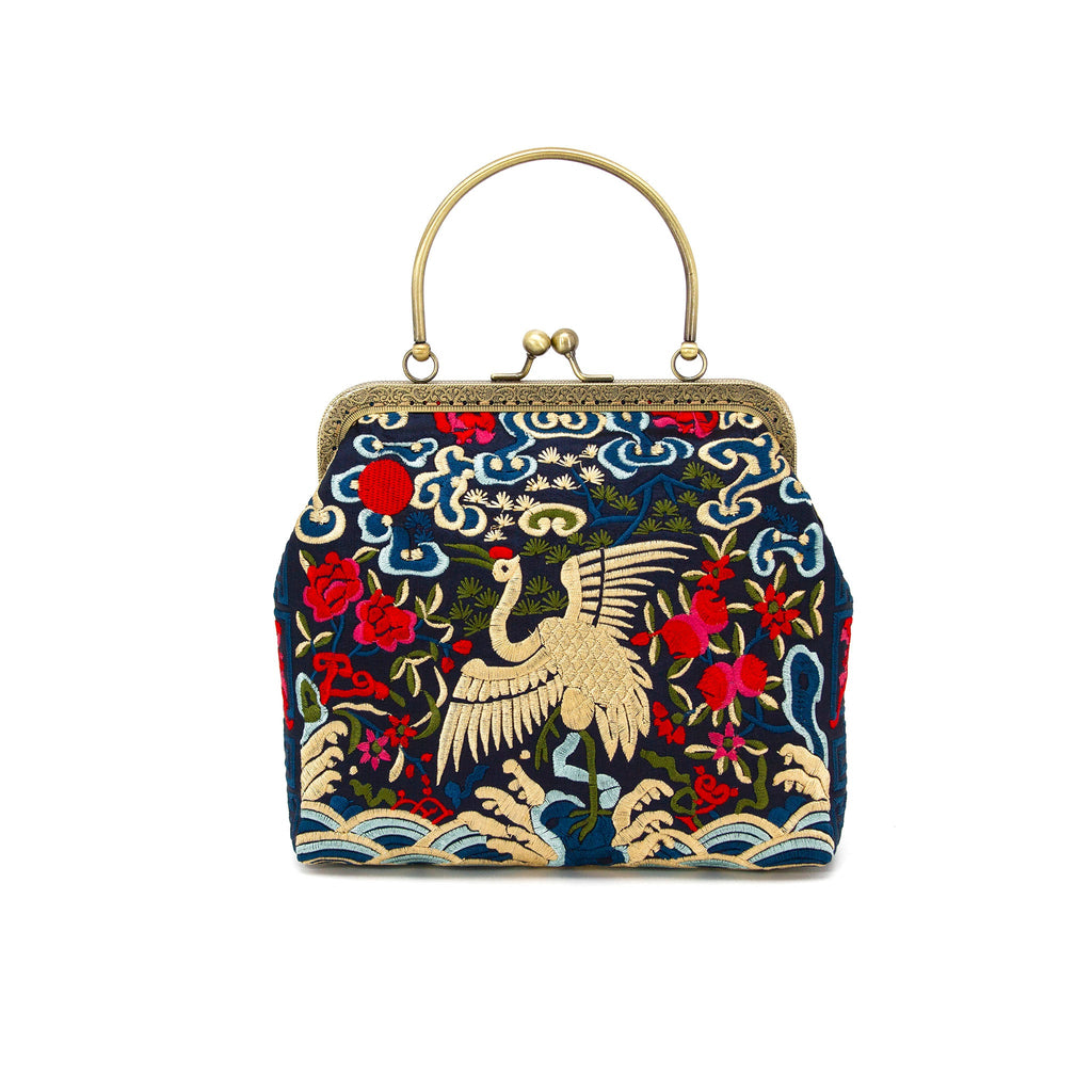 Embroidered Crane Bag,Evening Clutch,Bridal Accessories-i7bags