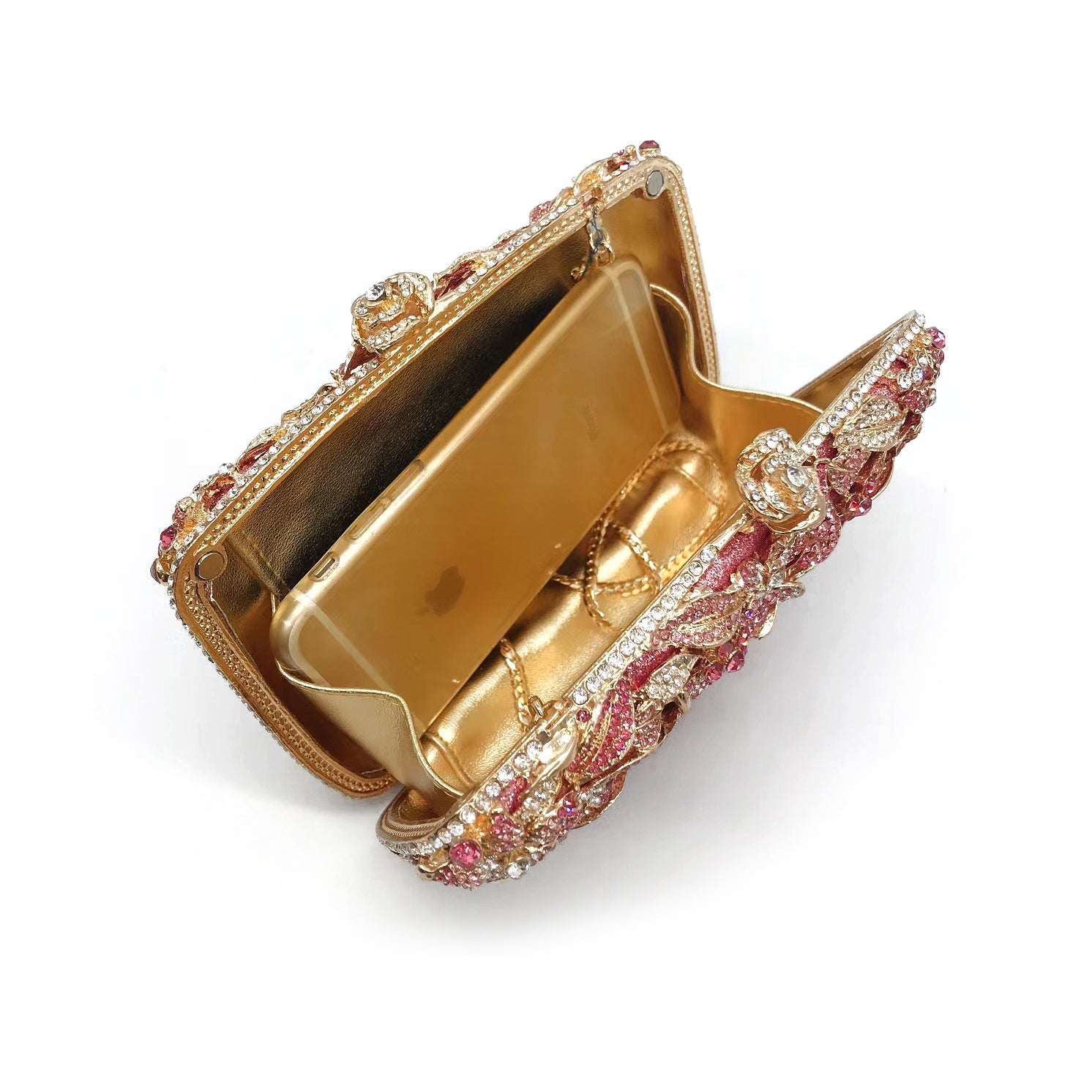 Bridal Inlaid Rhinestone Camellia Clutch, Evening Bag,Prom Clutch -i7bags