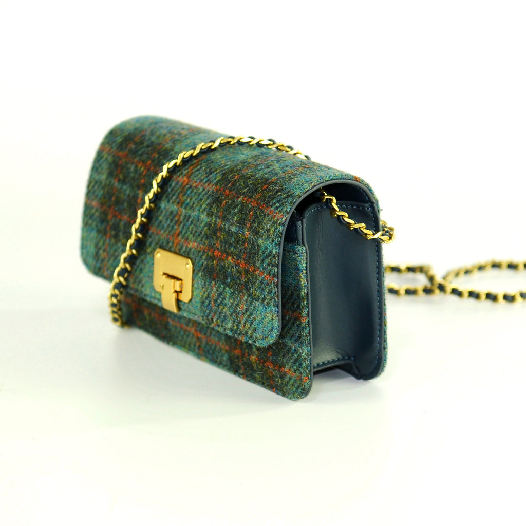Harris Tweed Wool Handcrafted Bag,Scottish Tartan Mini Bag-i7bags