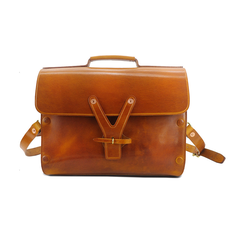 Handmade Italian Leather Laptop Bag Men 15in Convertible Briefcase