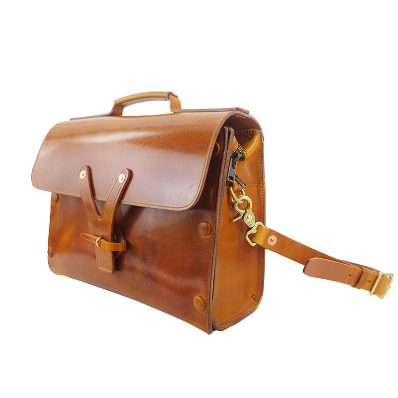 Handmade Italian Leather Laptop Bag Men 15in Convertible Briefcase