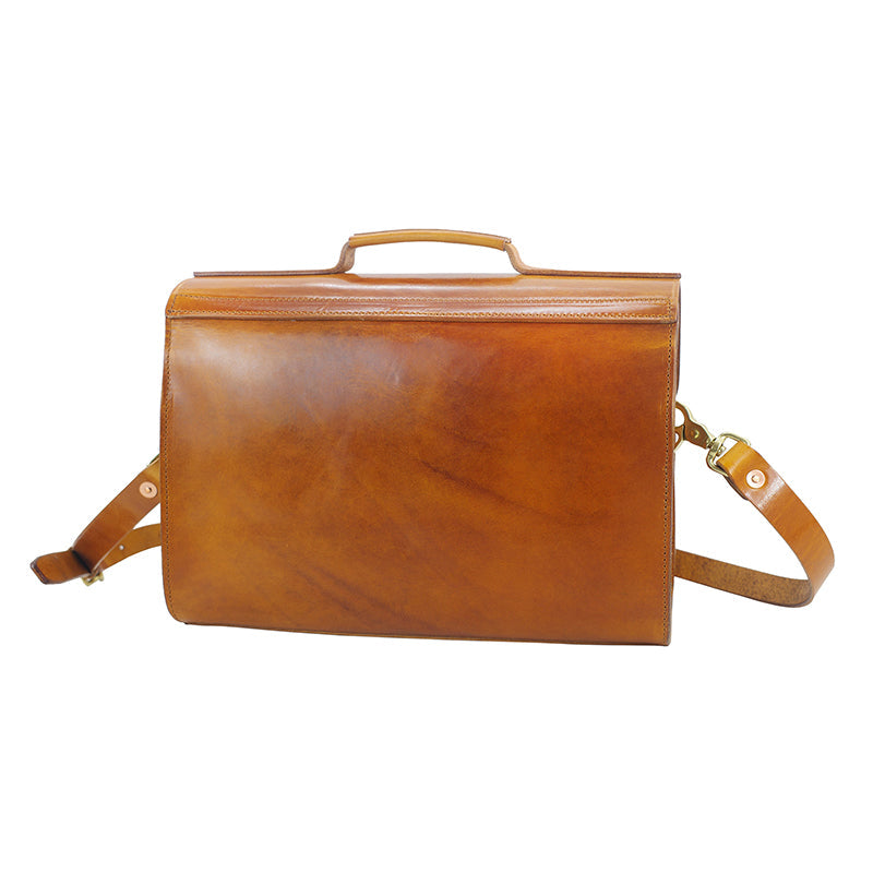 Handmade Italian Leather Laptop Bag Men 15in Convertible Briefcase