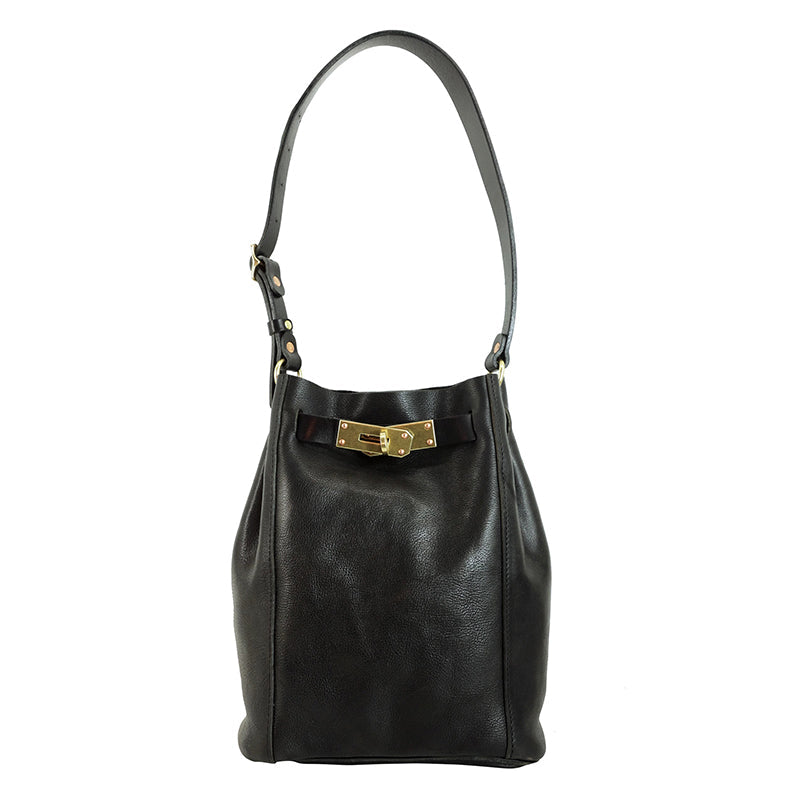 Classic Italian Leather Bucket Bag Women 12.4in Tuscan Shoulder Handbag