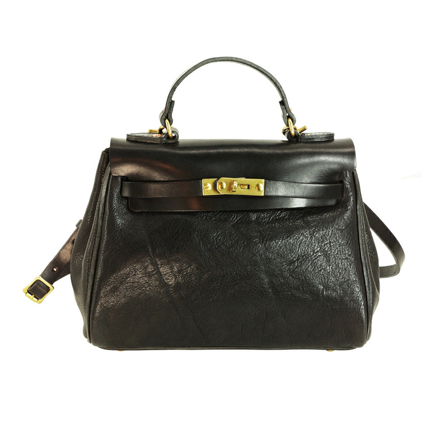 Handmade Italian Leather Tote Bag Women 11.8in Artisan Crossbody Handbag