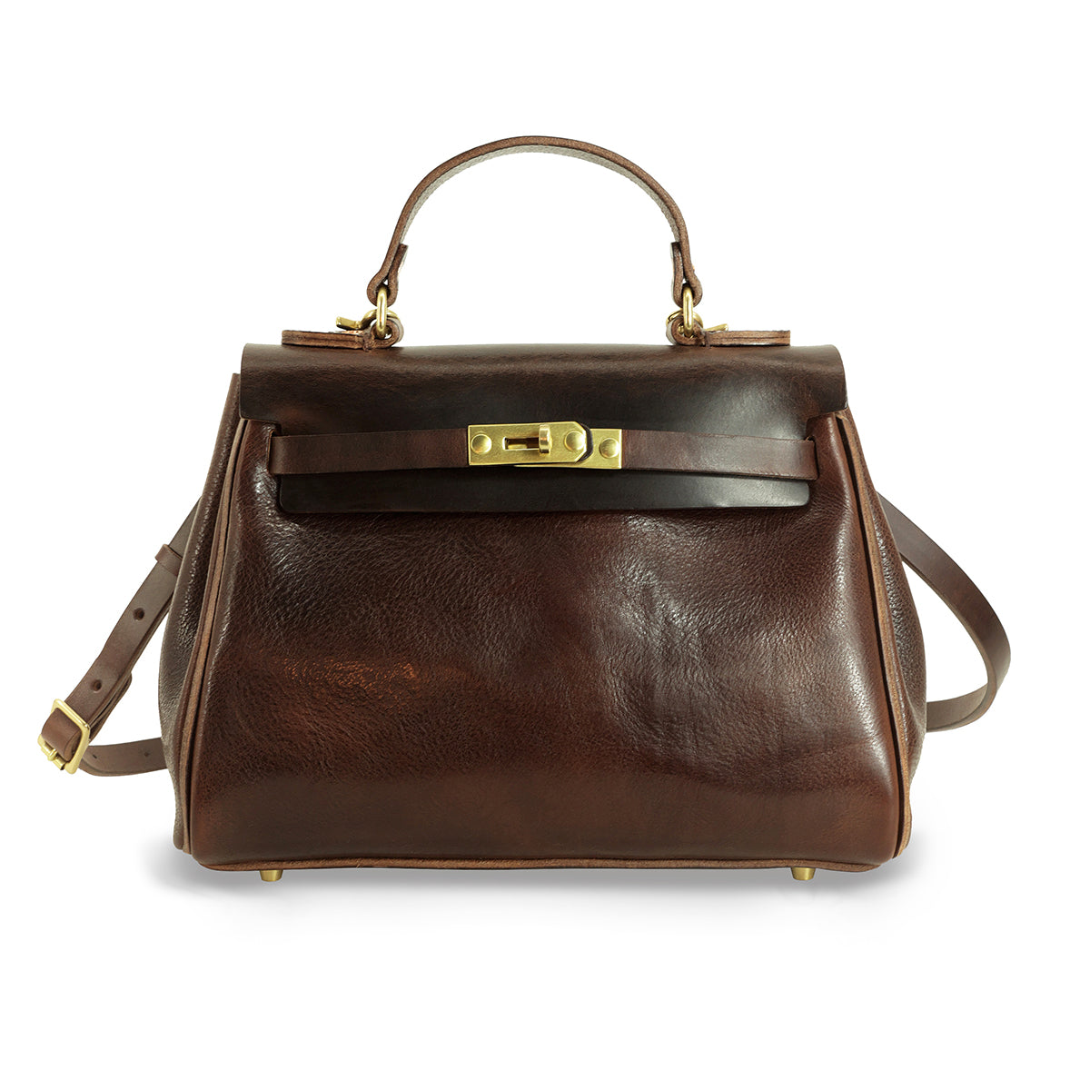 Handmade Italian Leather Tote Bag Women 11.8in Artisan Crossbody Handbag