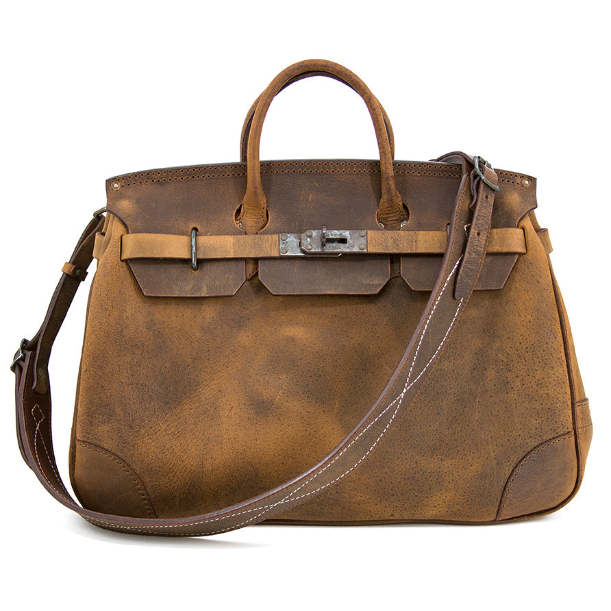 Genuine Leather Mens Bag,Distressed Travel Leather Bag,18.9in