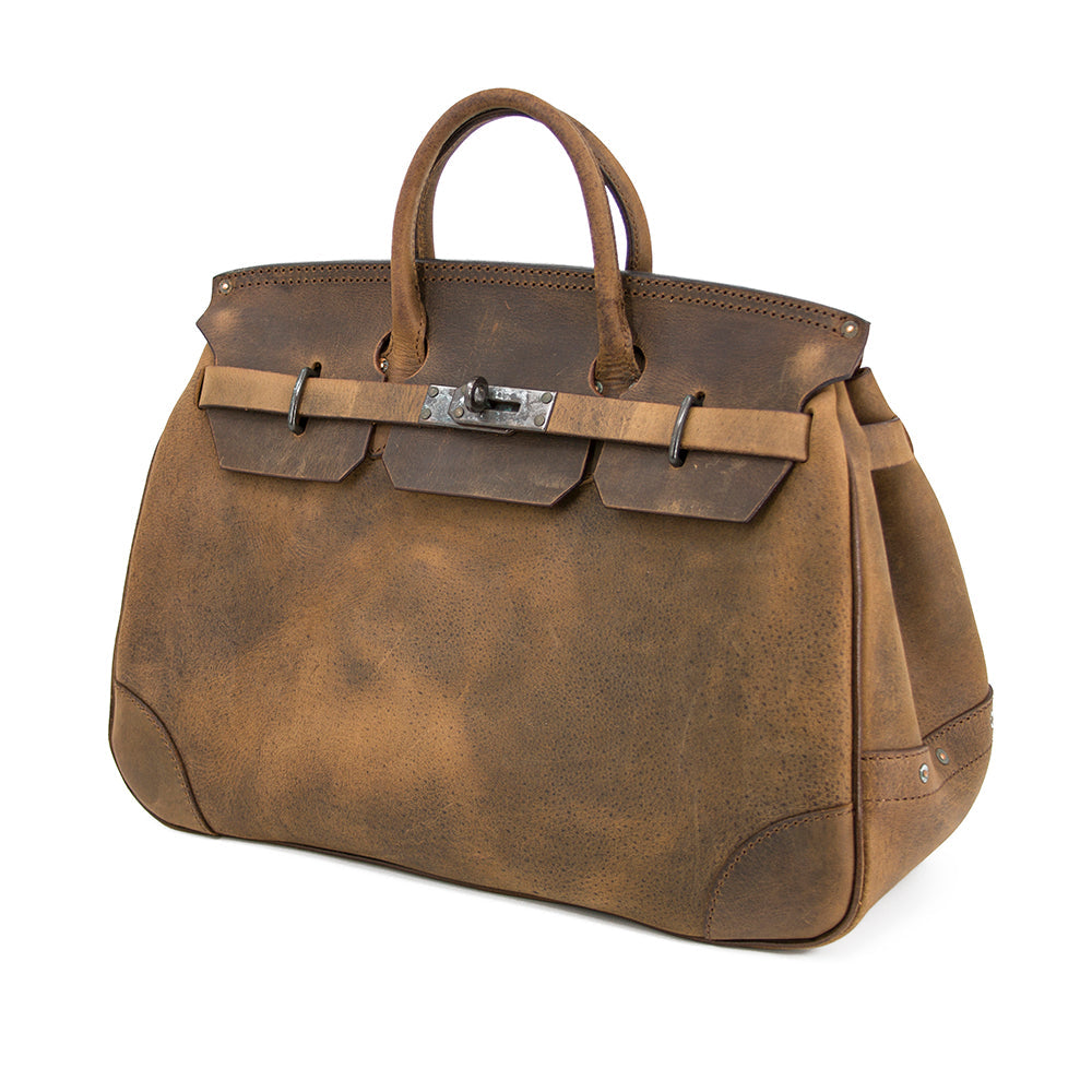 Genuine Leather Mens Bag,Distressed Travel Leather Bag,18.9in