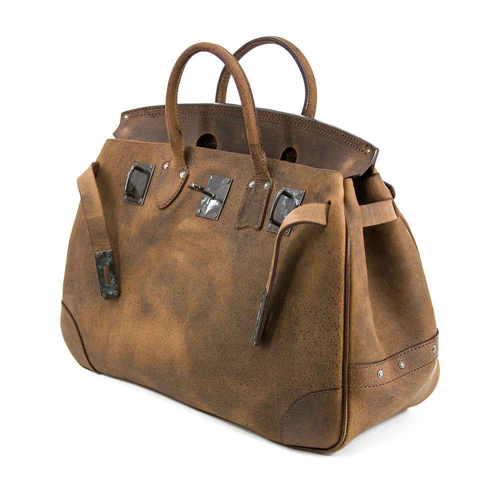 Genuine Leather Mens Bag,Distressed Travel Leather Bag,18.9in