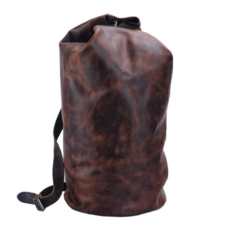 Genuine Leather Men's Large Travel Bucket Bag,Crossbody Large Capacity Outdoor Bag,Hand-Held Leather Shoulder Bag,23.6in Length-i7bags