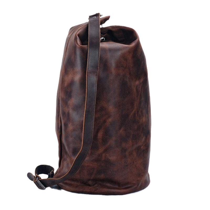 Genuine Leather Men's Large Travel Bucket Bag,Crossbody Large Capacity Outdoor Bag,Hand-Held Leather Shoulder Bag,23.6in Length-i7bags