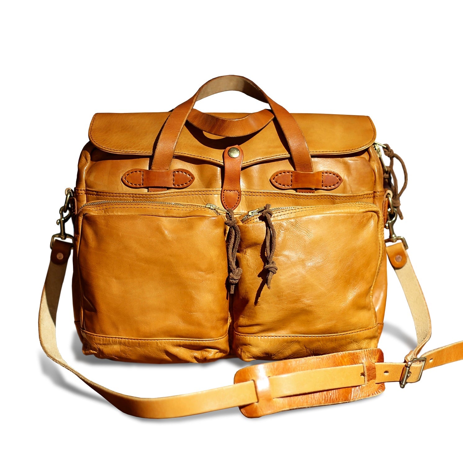 Genuine Leather Laptop Briefcase Men's bag, Calfskin Briefcase For Men, 14.6in Length -i7bags