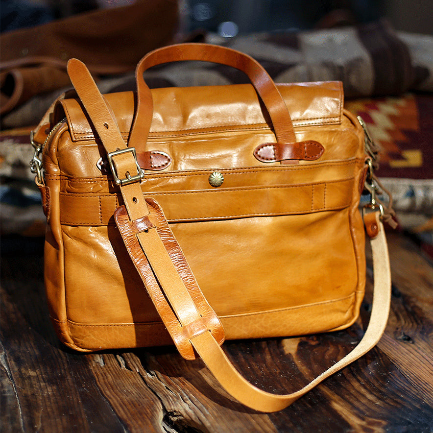 Genuine Leather Laptop Briefcase Men's bag, Calfskin Briefcase For Men, 14.6in Length -i7bags