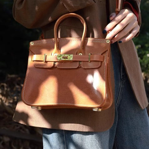 Classic Italian Leather Crossbody Bag Women 9.1in Small Shoulder Handbag