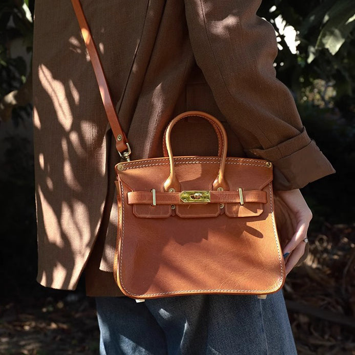 Classic Italian Leather Crossbody Bag Women 9.1in Small Shoulder Handbag