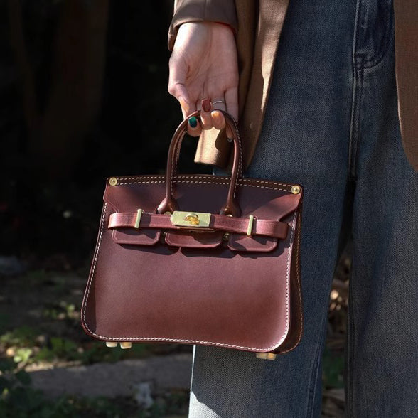 Classic Italian Leather Crossbody Bag Women 9.1in Small Shoulder Handbag