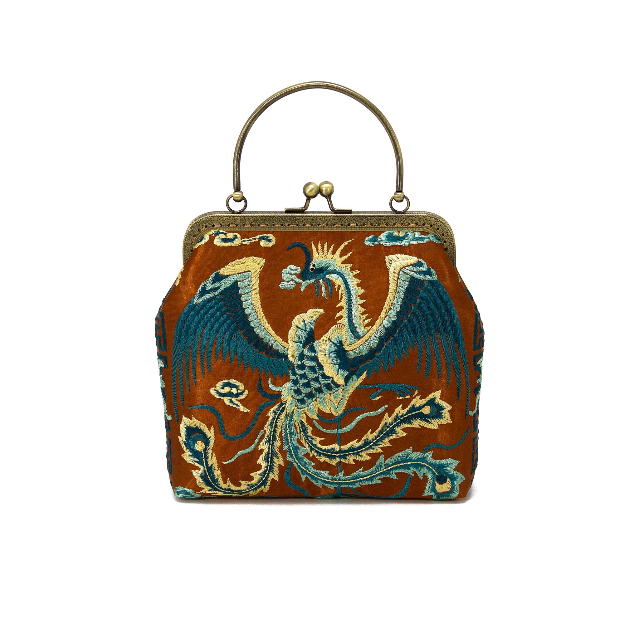 Embroidered Phoenix Evening Bag, Bridal Clutch,Prom Accessories-i7bags