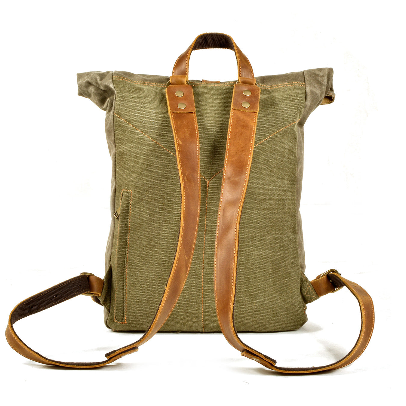 Canvas Leather Backpack,Camping Backpack,waxed canvas rucksack,15.7in
