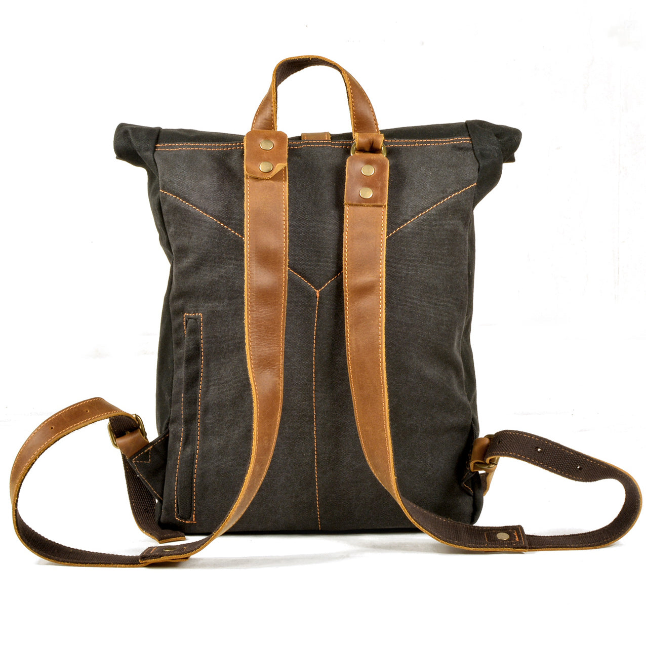 Canvas Leather Backpack,Camping Backpack,waxed canvas rucksack,15.7in