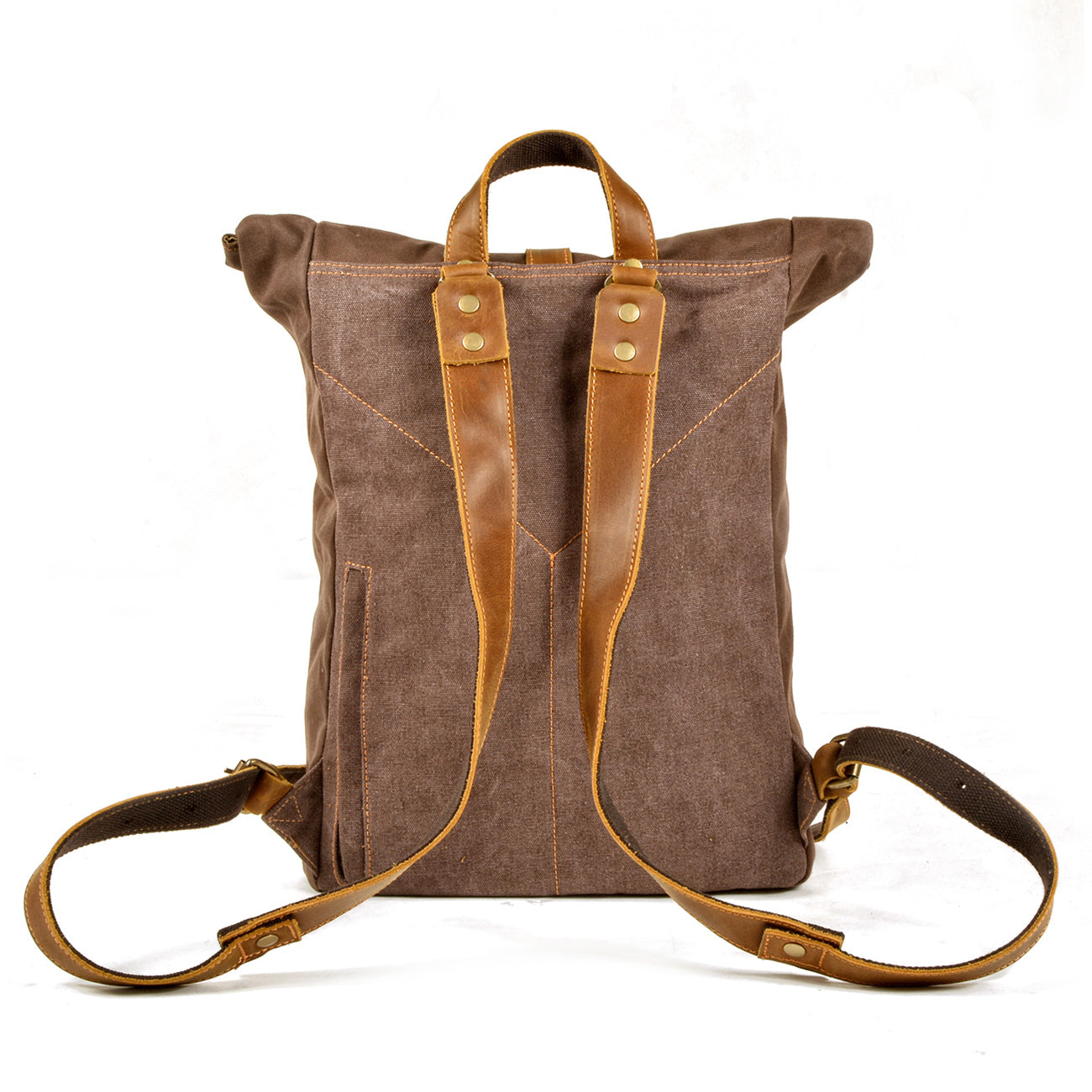 Canvas Leather Backpack,Camping Backpack,waxed canvas rucksack,15.7in