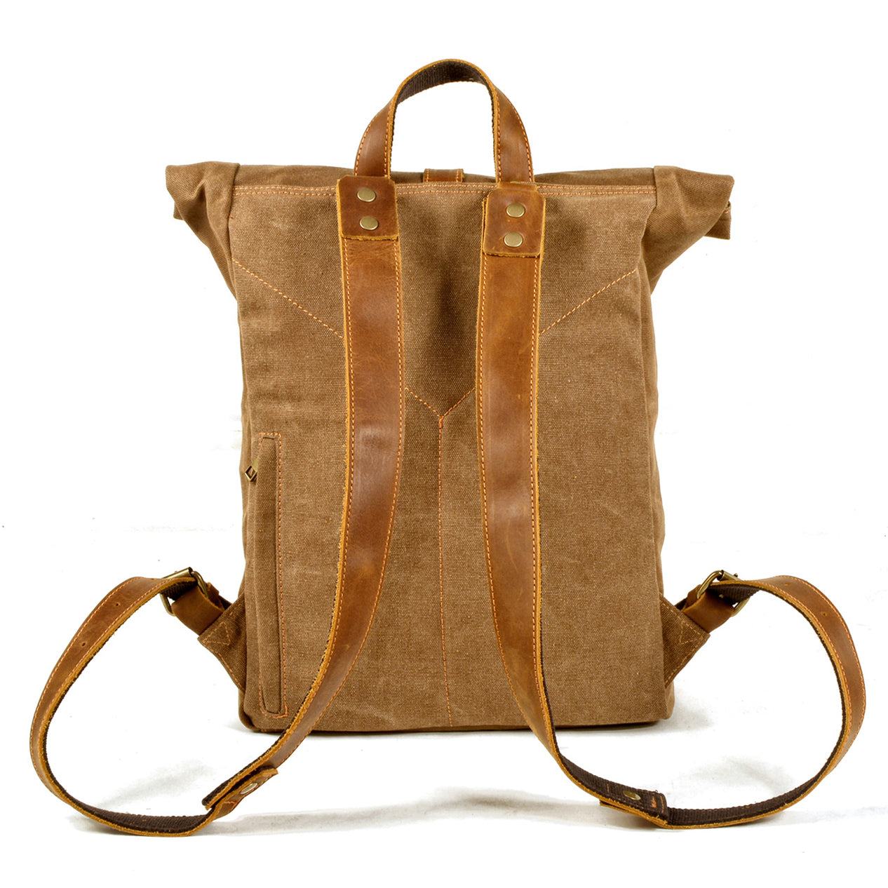 Canvas Leather Backpack,Camping Backpack,waxed canvas rucksack,15.7in