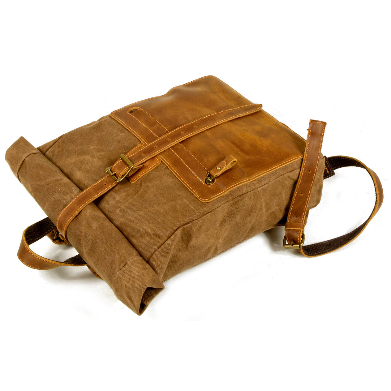 Canvas Leather Backpack,Camping Backpack,waxed canvas rucksack,15.7in