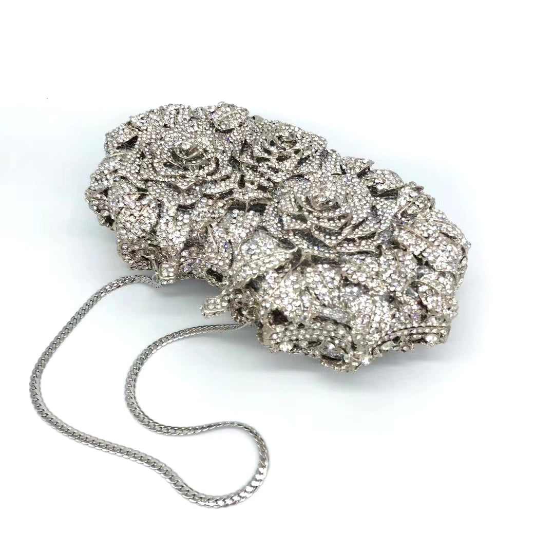 Evening Clutches For Weddings,Silver Purse For Wedding,Metallic Silver Clutch Bag,Silver Mesh Clutch Bags