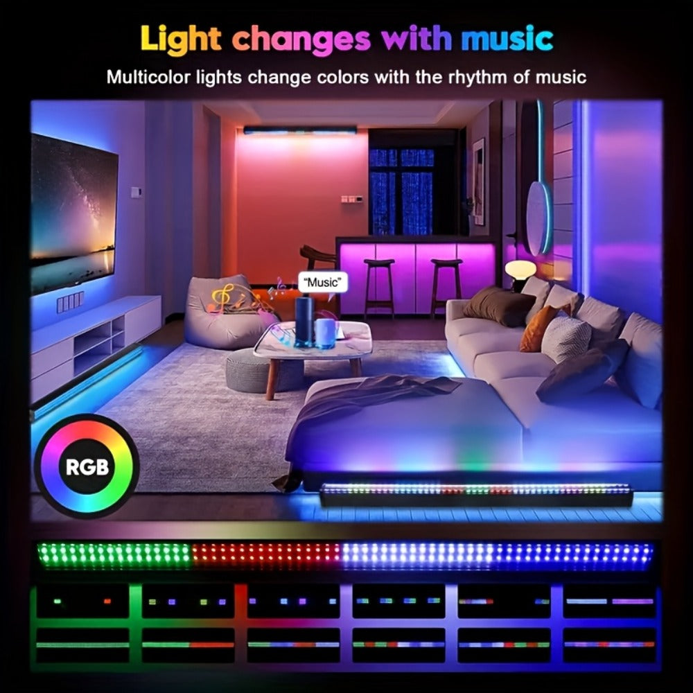 RGB LED Strip Lights 32.8ft Bluetooth Music Sync – 5050 Color Changing Tape Light, 44-Key IR Remote