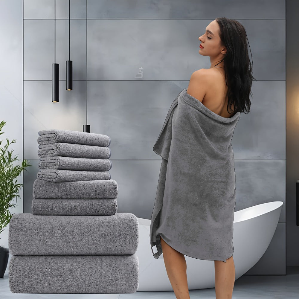 Bath Towel Set 20 Piece 100% Microfiber Absorbent Quick Dry Soft Extra Large Bath Sheets 8 Bath Towels 12 Washcloths Home Bathroom Spa Gift