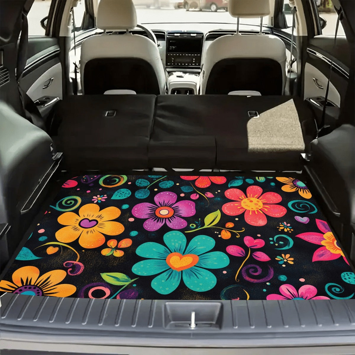 Car Trunk Mat Cargo Liner – Waterproof Non-Slip Trunk Floor Mat with Pattern Designs to Protect Vehicle Interior from Dirt