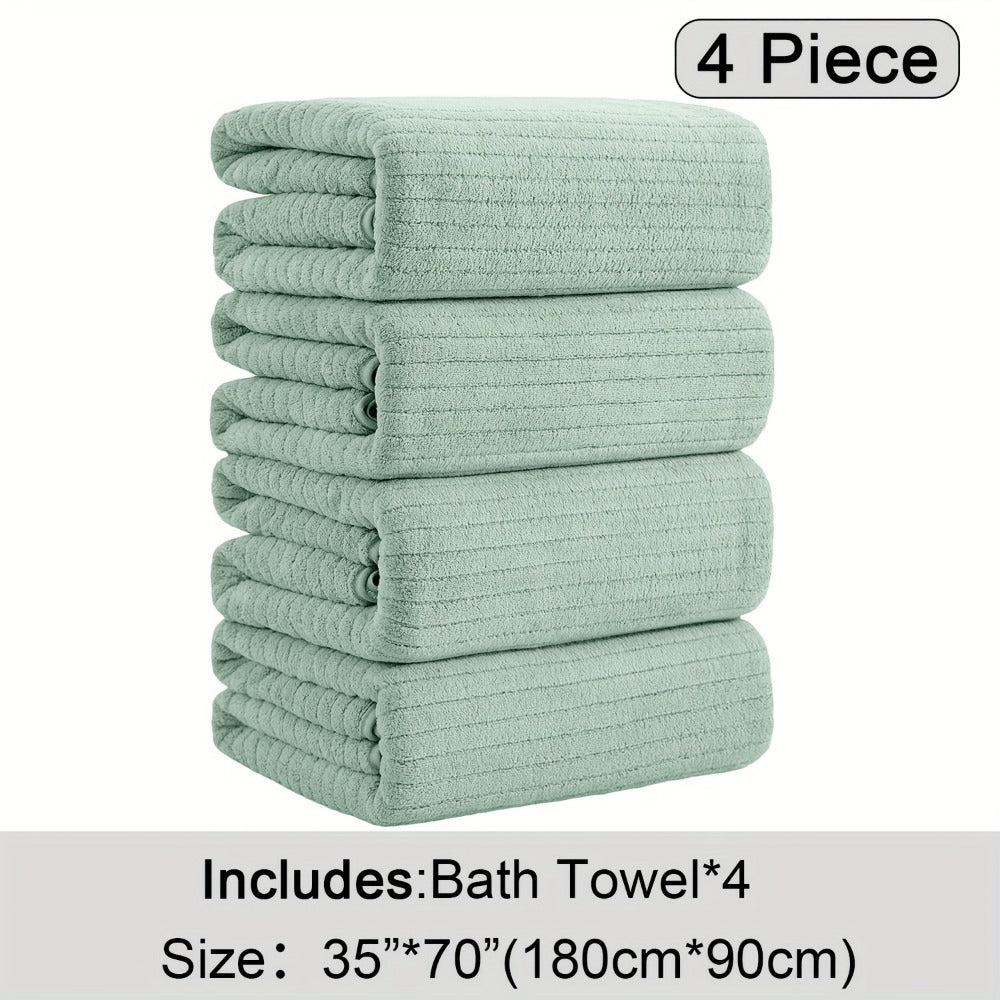 Bath Towels Set 4-Pack Oversized 35 x 70 Inch Microfiber Sheets in 13 Solid Color Options for Home and Guest Use