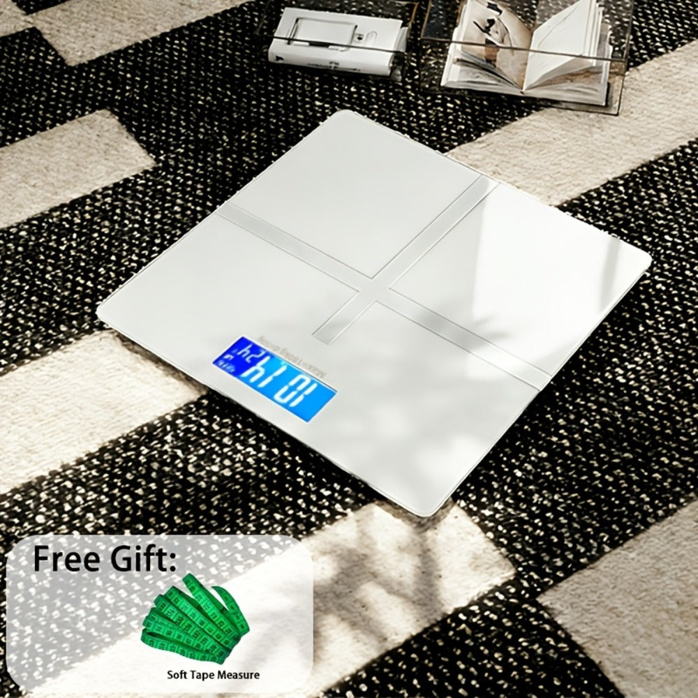 Digital Bathroom Scale High Precision – 396 lb Capacity Electronic Weight Scale with LCD Display, Available with Tape Measure & Storage
