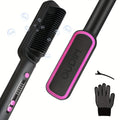OD-6801 Black or OD-6806 Rose-Gold Heated Straightening Brush with Display, Glove and Three-Button Controls