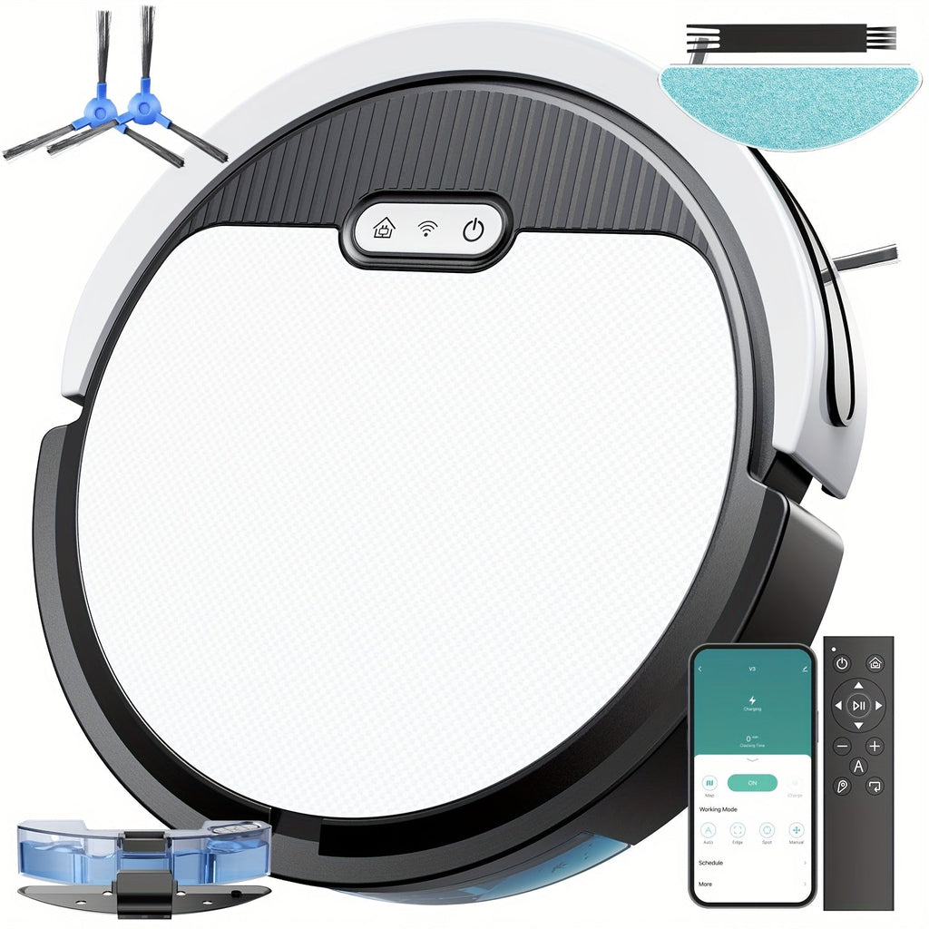 Robot Vacuum Cleaner Mop Combo 5000Pa Max Suction 2-in-1 with App & Voice Control - Scheduled Cleaning