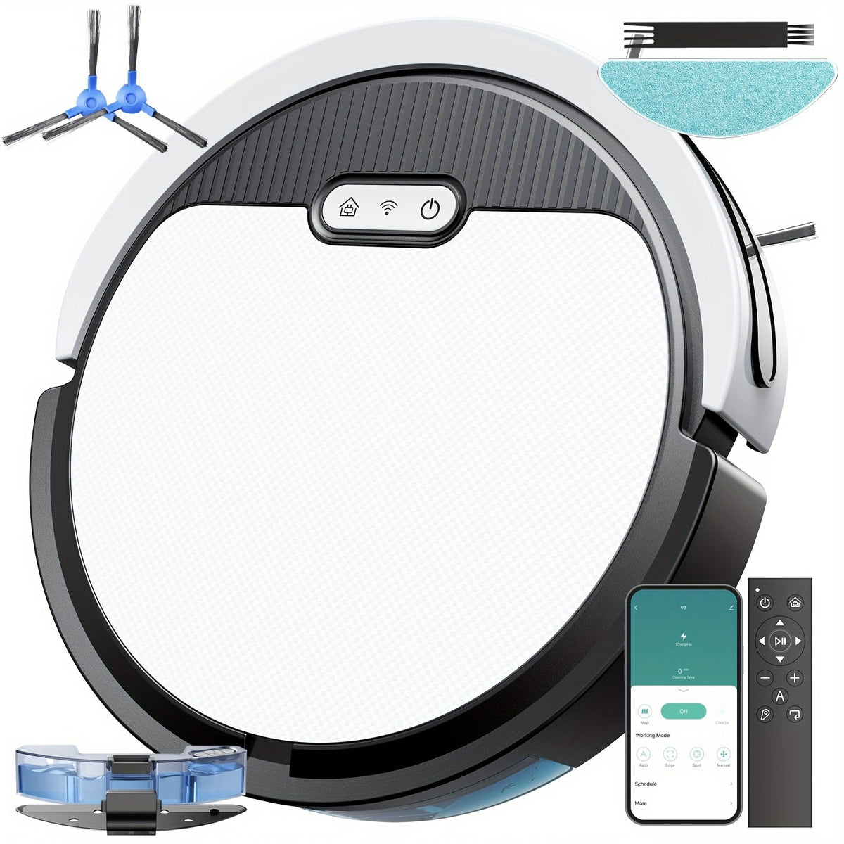 Robot Vacuum Cleaner Mop Combo 5000Pa Max Suction 2-in-1 with App & Voice Control - Scheduled Cleaning